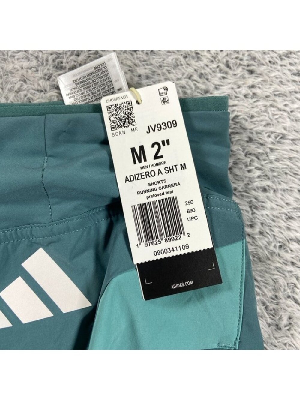 Adidas Adizero Archive 2" Running Gel Short Size Medium Men Teal JV9309 - Picture 9 of 9